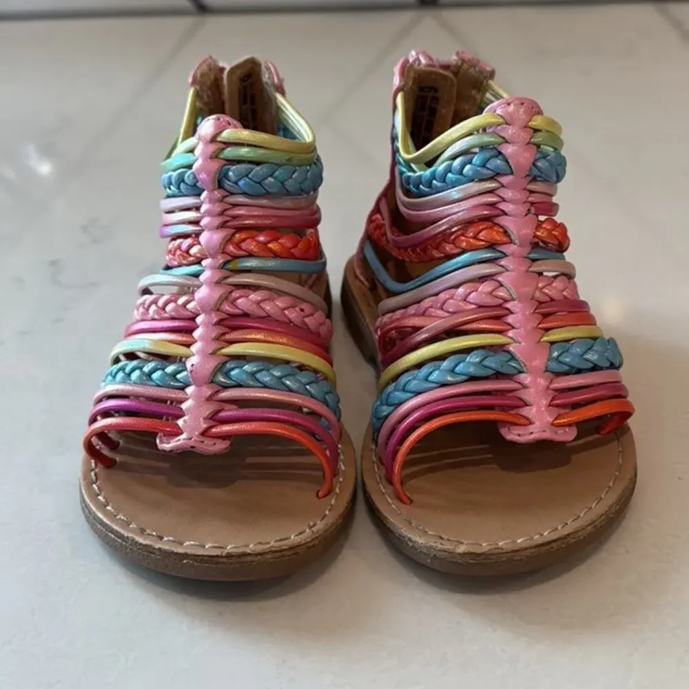 seychelles rainbow girls gladiator sandals zip back size 6 spring Easter Summer